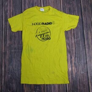 Vintage KOGO Radio 6 Shirt Mens Small Yellow Ched Radio Magazine Promo 70s 80s